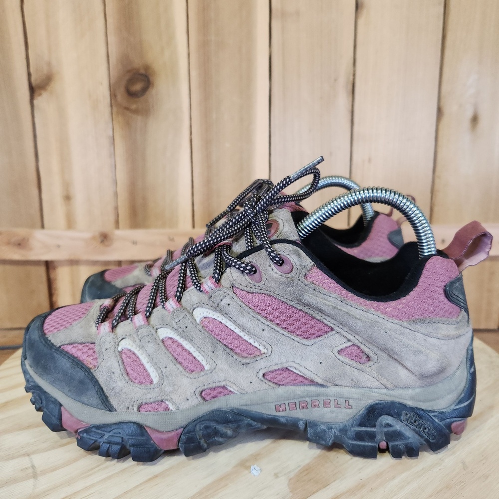 Merrell Moab Ventilator Shoes Womens 8 Pink Suede Mesh Hiking Sneakers J24464